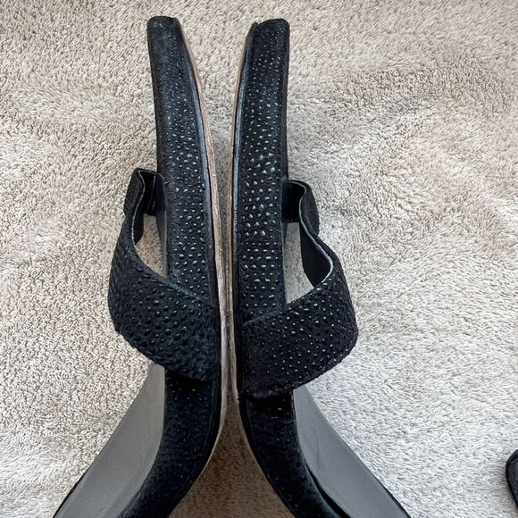 Stuart Weitzman Black Goose Bump Leather Nudist Strappy Heeled Sandals 8.5 M - Picture 5 of 16